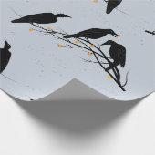 Modern Black Ravens Minimalist Pattern Cadeaupapier (Hoek)