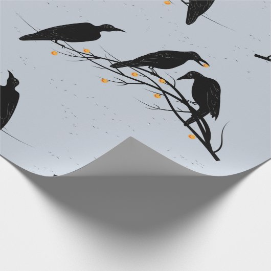 Modern Black Ravens Minimalist Pattern Cadeaupapier (Hoek)