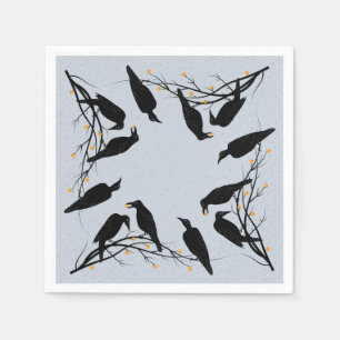 Modern Black Ravens Minimalist Pattern Servet