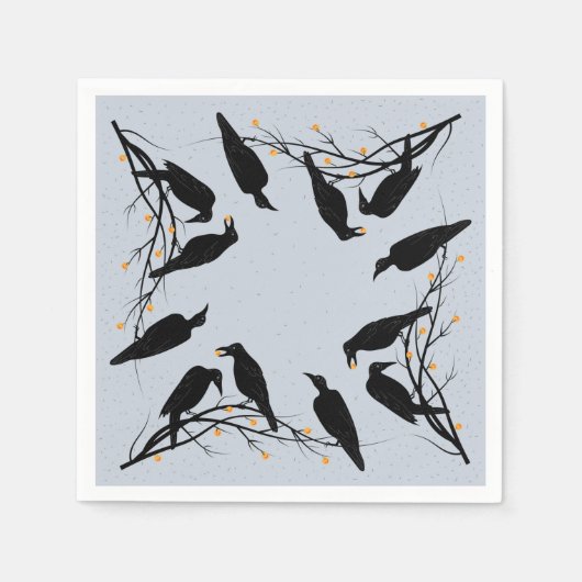 Modern Black Ravens Minimalist Pattern Servet (Voorkant)