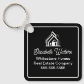 Modern Black Real Estate Company Custom Realtor Sleutelhanger (Voorkant)