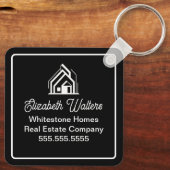 Modern Black Real Estate Company Custom Realtor Sleutelhanger (Achterkant)