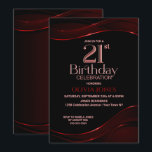 Modern Black Red 21st Birthday Party Kaart<br><div class="desc">Nodig je vrienden en geliefden uit om je 21ste verjaardag te vieren met deze stijlvolle uitnodiging voor een zwarte en rode verjaardagsfeestje.</div>