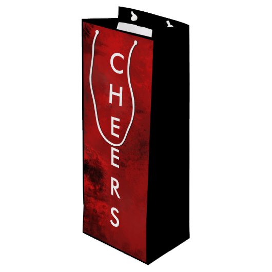 Modern Black & Red Abstract - Cheers Wijn Cadeautas (Achterkant Gekanteld)