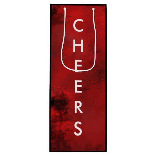 Modern Black & Red Abstract - Cheers Wijn Cadeautas (Voorkant)