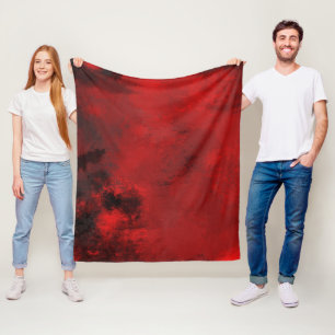 Modern Black & Red Abstract - donker mysterieus Fleece Deken