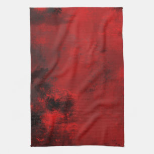 Modern Black & Red Abstract - donker mysterieus Theedoek