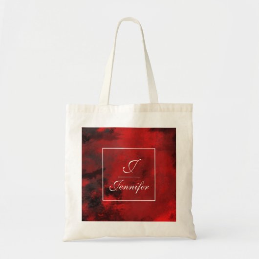 Modern Black & Red Abstract - Monogram Tote Bag (Voorkant)