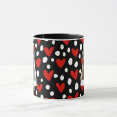 Modern Black Red and White Heart Couple Photo Mok (Midden)