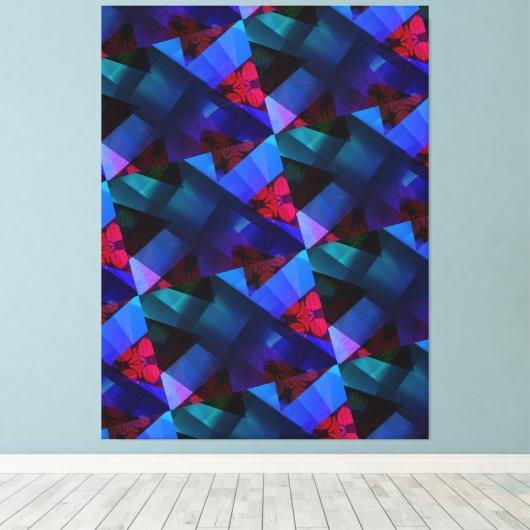 Modern-BLACK-RED-BLUE-PAARS-very Nice Canvas Afdruk (Insitu (Houten vloer))