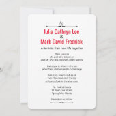 Modern Black Red Dragon-Phoenix Chinese Wedding Kaart (Achterkant)