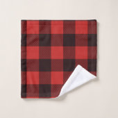 Modern Black & Red Farmhouse Flannel Bad Handdoek (Wasdoekje)