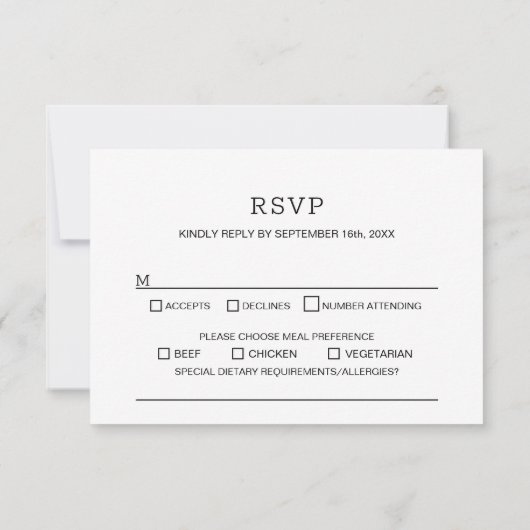 Modern Black Red Floral Wedding RSVP (Achterkant)