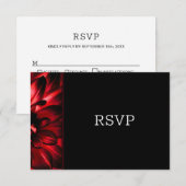 Modern Black Red Floral Wedding RSVP Kaartje (Voorkant / Achterkant)
