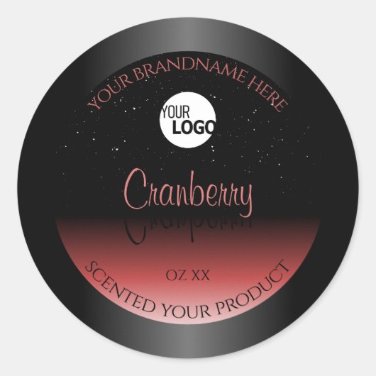 Modern Black Red Ombre Glitter Product Labels Logo (Voorkant)