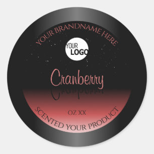 Modern Black Red Ombre Glitter Product Labels Logo