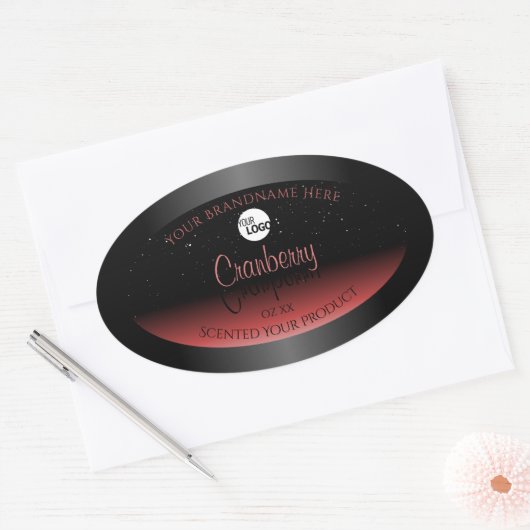 Modern Black Red Ombre Glitter Product Labels Logo (Envelop)