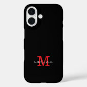 Modern Black Red Personalized Monogram Phone Case (Achterkant)