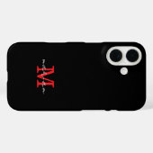 Modern Black Red Personalized Monogram Phone Case (Achterkant (horizontaal))