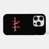Modern Black Red Personalized Monogram Phone Case iPhone Hoesje (Achterkant horizontaal)