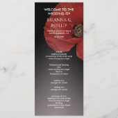 Modern Black Red Poppy Floral Wedding Programme Programmakaart (Voorkant)