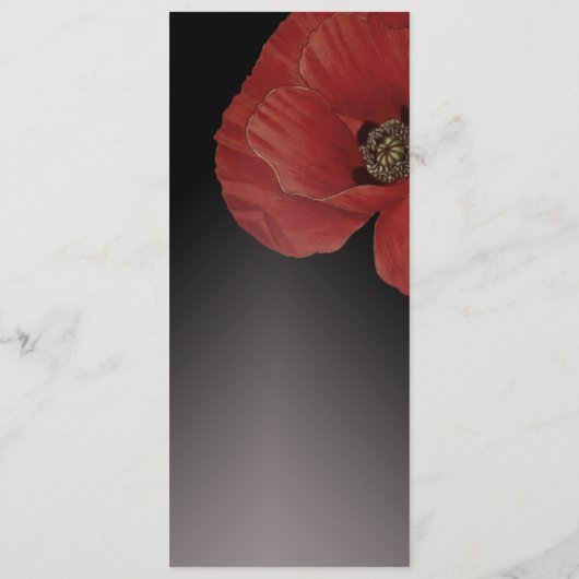 Modern Black Red Poppy Floral Wedding Programme Programmakaart (Achterkant)
