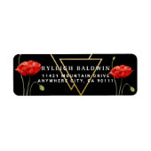 Modern Black Red Poppy Return Address Label (Voorkant)