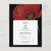 Modern Black Red Poppy Wedding Save the Date Aankondigingskaart (Voorkant)