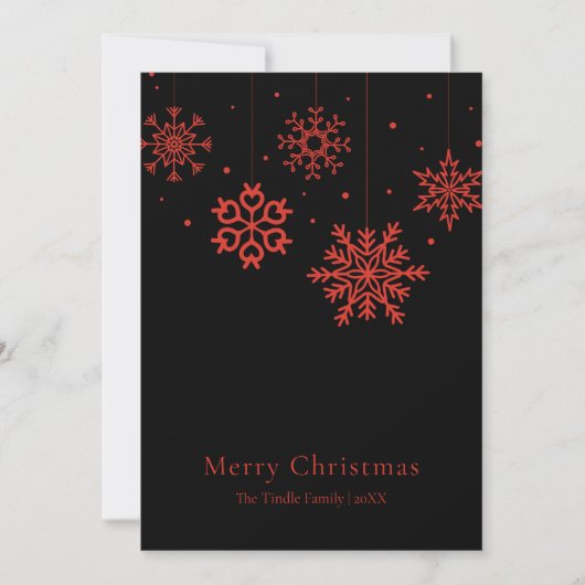 Modern Black Red Script Christmas Tree Feestdagenkaart (Voorkant)