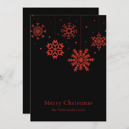 Modern Black Red Script Christmas Tree Feestdagenkaart
