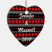 Modern Black Red Stippen Eerste kerstversiering Keramisch Ornament (Rechts)