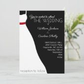 Modern Black Red Wedding Dress Weddenschap Kaart (Staand voorkant)