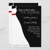 Modern Black Red Wedding Dress Weddenschap Kaart (Voorkant / Achterkant)