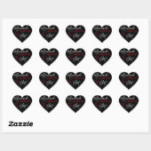 Modern Black Red White met liefdeshartsvorm Hart Sticker (Vel)