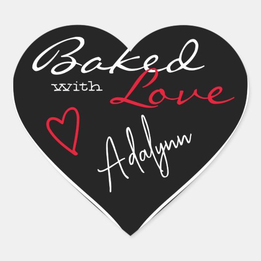 Modern Black Red White met liefdeshartsvorm Hart Sticker (Voorkant)