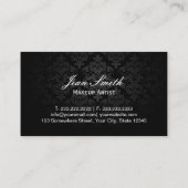 Modern Black Ribbon Damask Makeup Artist Visitekaartje (Achterkant)