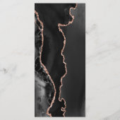 Modern Black Roos Gold Agate Dark Weddenmenu Menu (Achterkant)