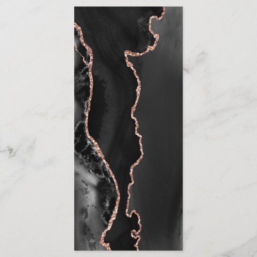 Modern Black Roos Gold Agate Dark Weddenmenu Menu (Achterkant)