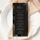 Modern Black Roos Gold Agate Dark Weddenmenu Menu