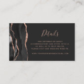 Modern Black Roos Gold Agate Dark Wedk Website Informatiekaartje (Voorkant)