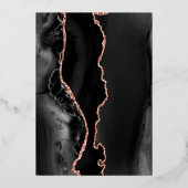 Modern Black Roos Gold Agate Wedding Folie Uitnodiging (Achterkant)