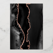 Modern Black Roos Gold Agate Wedding Folie Uitnodiging (Achterkant)