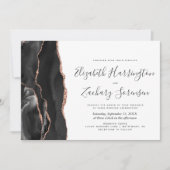 Modern Black Roos Gold Agate Wedding Kaart (Voorkant)