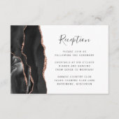 Modern Black Roos Gold Agate Wedding Reception Informatiekaartje (Voorkant)
