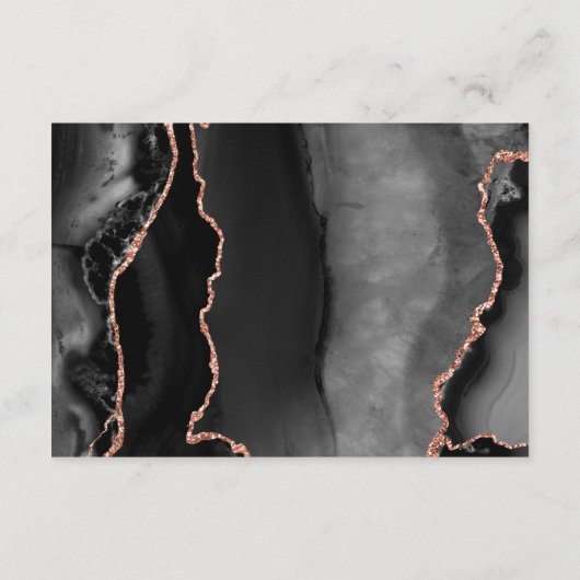 Modern Black Roos Gold Agate Wedding Reception Informatiekaartje (Achterkant)