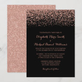 Modern Black Roos Gold Faux Glitter Wedding Kaart (Voorkant / Achterkant)