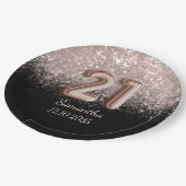 Modern Black Roos Gold Glitter 21 zaterdag Papieren Bordje (Gekanteld)