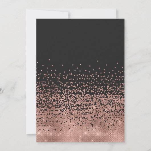 Modern Black Roos Gold Glitter Confetti Wedding Kaart (Achterkant)