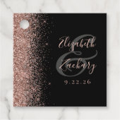 Modern Black Roos Gold Glitter Wedding Bedankjes Labels (Voorkant)