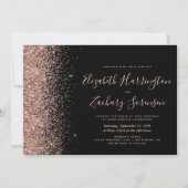 Modern Black Roos Gold Glitter Wedding Kaart (Voorkant)